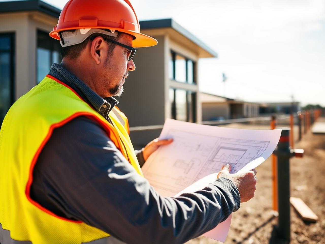 Hartley Build Co director reviewing plans on site in South Australia